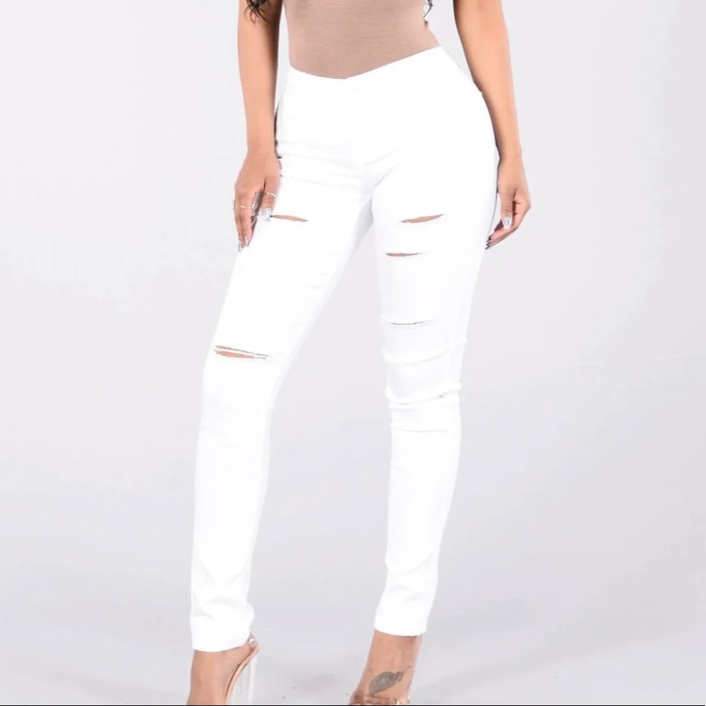 Low Rise White Wash Distressed Jeans